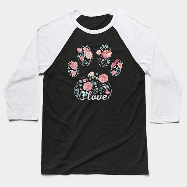 T Shirt dog paw ladies heart Baseball T-Shirt by avshirtnation